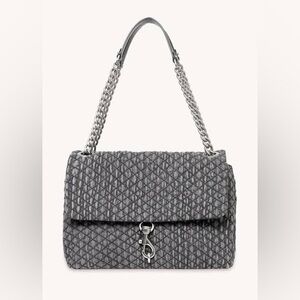 Rebecca Minkoff Edie Black Denim Maxi Shoulder Bag *NWT*